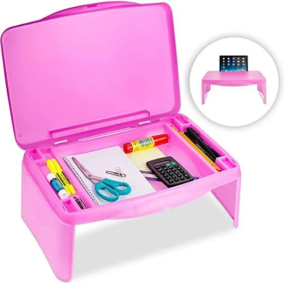 Foldable Lap Desk with Storage - Durable Lightweight Portable Laptop Computer Children Desks for Homework or Reading