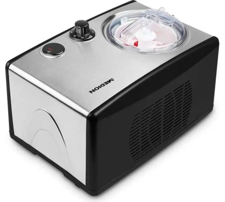 Big ice cream maker MEDION MD 18883 Self-Cooling Ice Maker with Compressor (2 Litre Ice Cream, Suitable for Frozen Yoghurt Sorbet, 180 Watt, Display, Sensor Touch