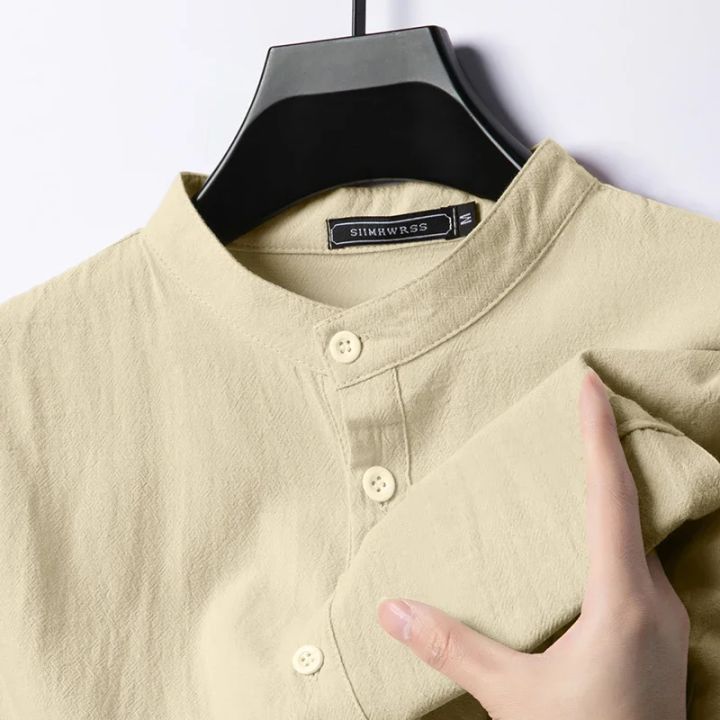 Linen%20Cotton%20Shirts%20for%20Men%20Lightweight%20%20Long%20Sleeve%20Henley%20Streetwear%20Beach%20Breathable%20Shirt%20Hawaiian%20Large%20T%20Shirts%20for%20Men%20-%20Image%203