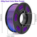 Silk PLA Filament 1.75mm Dual Color Blue Purple, 3D Printer Filament , 250g Spool(0.55lbs) Fits for Most FDM 3D Printers. 