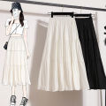 A-line Skirt High Waist Casual Slimming Cake Skirt Versatile Mid Length Dress Youthful Women New In Clothes Sweet Black Trend. 