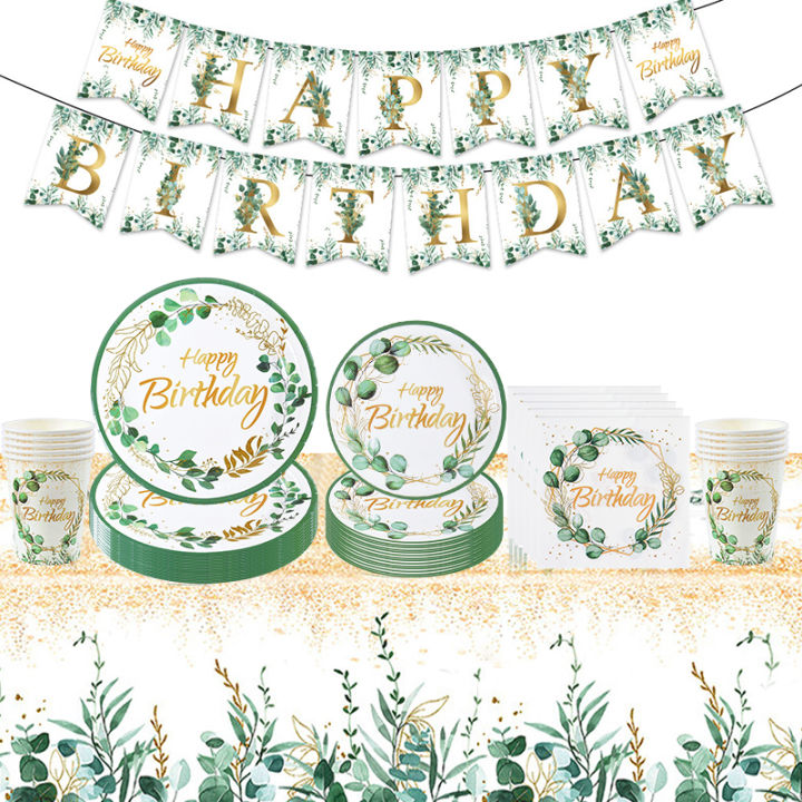 Green%20Eucalyptus%20Leaf%20Disposable%20Tableware%20Set%20Paper%20Plate%20Cup%20Napkin%20Kids%20Adult%20Birthday%20Supplies%20Hawaiian%20Summer%20Party%20Decor%20-%20Image%203