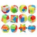 3D Puzzle Luban Lock Keychain - Magic Mini Cube Brain Teaser Game Intellectual Educational Toy For Kids Adult Antistress. 