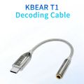 KBEAR T1 Decoding Cable Thickened transparent PVC material 3.5MM headphone jack 4 cores of silver-plated OFC wire Decoding Cable. 