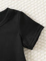 Eye-Catching Black Short-Sleeve Set: Moon Rabbit—Summer Baby’s Cute Outfit. 