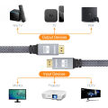 8K HDMI Flat Cable 48Gbps High Speed 8K60 4K120 144Hz Braided HDMI 2.1 Cord 3D EARC HDCP 2.2&2.3 Compatible with Roku TV/PS5.