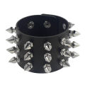 2024 Pu Leather Studded Bracelet Choker Punk Spike Rivets Cuff Black Wristband Adjustable Cuff Bangle. 