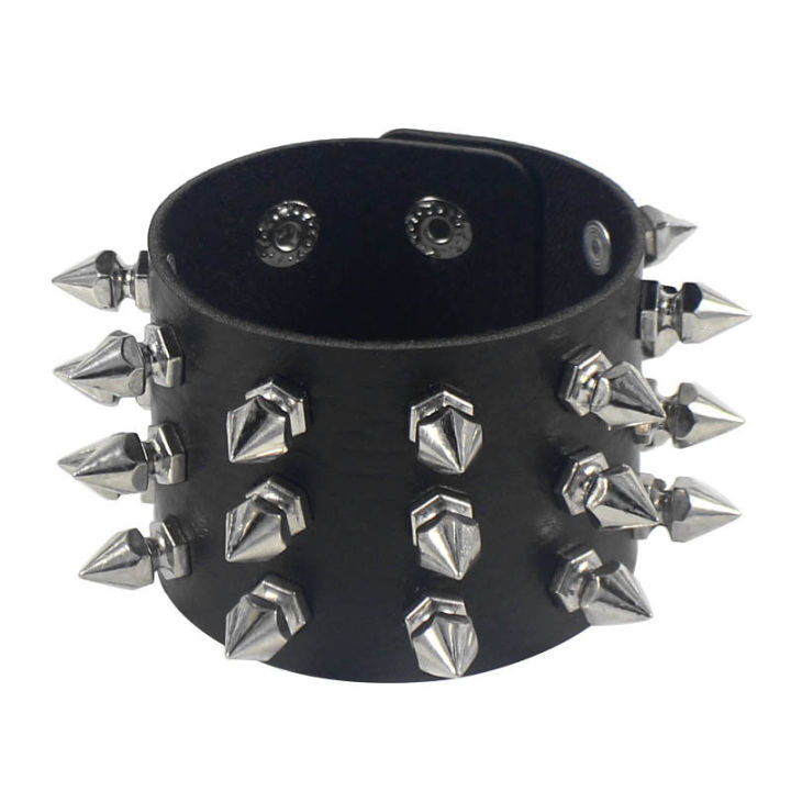 2024%20Pu%20Leather%20Studded%20Bracelet%20Choker%20Punk%20Spike%20Rivets%20Cuff%20Black%20Wristband%20Adjustable%20Cuff%20Bangle%20-%20Image%202