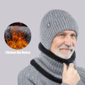 Outdoor Men Winter Knitted Hat Plush Warmth Peaked Cap Earmuff Casual Fashion Faux Fur Lined Hooded Hats Cycling Ear Protection. 