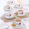 Indian Red Lily Tea Cup & Saucers 140 ML Set Of 6. 