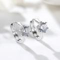 Huitan Simple Small Hoop Earring Inlaid Classic 6 Prong Solitaire Shiny Zircon Elegant Accessories Daily Wearable Women Earrings.
