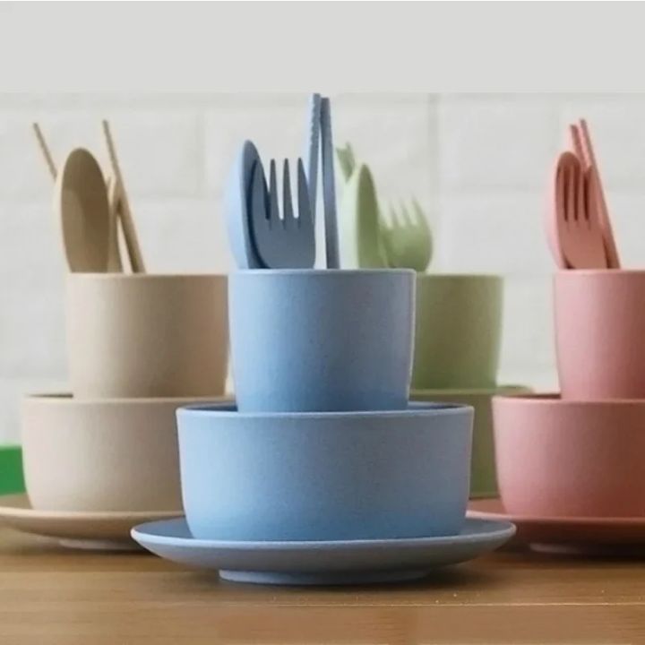 6%20Pcs/Set%20Wheat%20Straw%20Baby%20Tableware%20Children%20Food%20Dishes%20Bowl%20Feeding%20Infant%20Learning%20Dinnerware%20Spoon%20Chopsticks%20Fork%20Cup%20New%20-%20Image%205
