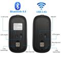Bluetooth Wireless Mouse with USB, BT5.2 Rechargeable RGB Mouse for Laptop, PC, Macbook, 2.4GHz, 1600DPI. 