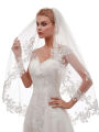 Women's Short 2 Tier 60/80 cm Lace Wedding Bridal Veil With Comb Two Layers Bride Veils. 