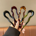 U-Shaped Hair Fork Fashion Tortoiseshell Acetate Acrylic Hairpin Geometric Headwear Hair Sticks Women Girls Hair Accessories. 