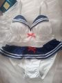 Women's bra set Japanese loli underwear female soft girl navy sweet cute without steel ring teenage sailor suit bra set. 