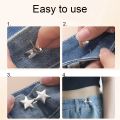 1 Pair Jeans Button Adjustable Clips for Pant Skirts Waist Tightener Buckle Snap Button Adjuster Pants Pin Retractable Button. 