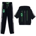 Women's Fashion Suit Spring Summer New Zipper Hooded Short Sleeve Coat Casual Crop Tops Pants 2 Two Piece Set For Women Clothing.