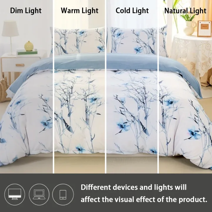 3pcs/set%20Leaf%20Floral%20Pattern%20Duvet%20Cover%20Set(1%20Duvet%20Cover%20&%202%20Pillowcase%EF%BC%89Soft%20And%20Skin-Friendly%20Duvet%20Cover%20Bedding%20Set%20-%20Image%204