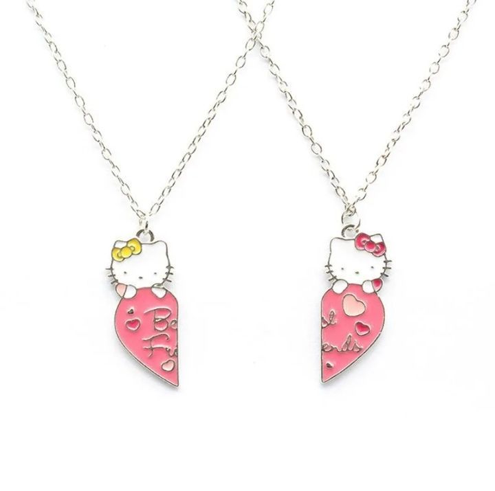 pink colour hello kitty best friend locket for 2 bff locket necklace for your best friend