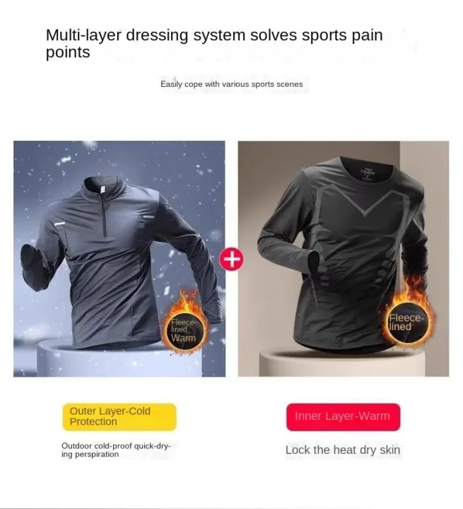Winter%20Half%20Zipper%20Training%20Clothes%20Men's%20Velvet%20Warm%20Quick%20Drying%20Clothes%20Long%20Sleeve%20Autumn/Winter%20Running%20Top%20Outdoor%20Sports%20-%20Image%204