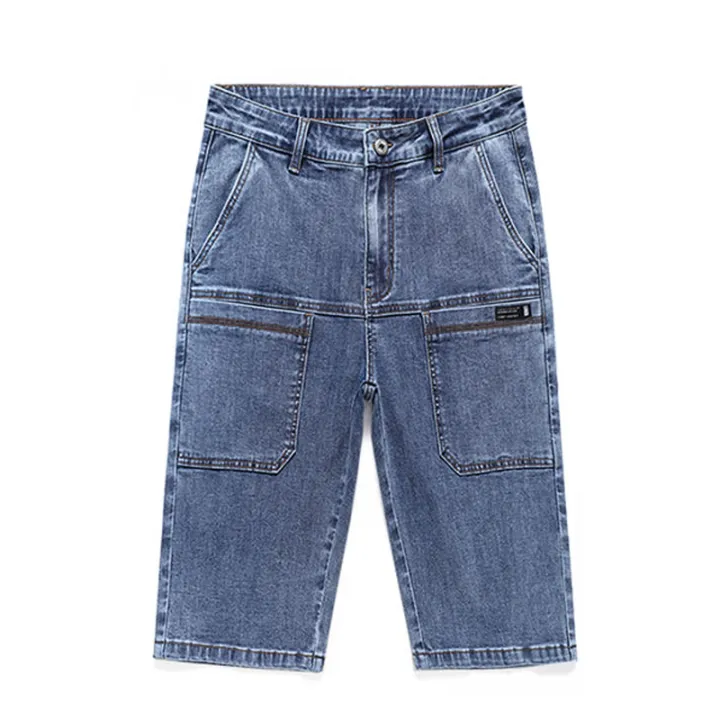 New%20Design%20Multi-pocket%20Denim%20Shorts%20Men%20Summer%20Thin%20Straight%20Casual%20Short%20Jeans%20Stretch%20Fashion%20Streetwear%20Men's%20Shorts%20Korean%20-%20Image%205