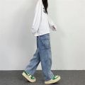 Baggy Straight Men's Cargo Jeans Fashion Streetwear Hip Hop Wide Pants Harajuku Y2K High Street Korean Male Denim Trousers. 