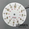 GRAMOCK Pilot Dial 29mm White Field Watch Dial Yellow Number For NH35 ETA PT5000 Miyota DG2813 ST2130 Movement Hand Set Luminous. 