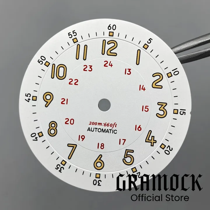 GRAMOCK%20Pilot%20Dial%2029mm%20White%20Field%20Watch%20Dial%20Yellow%20Number%20For%20NH35%20ETA%20PT5000%20Miyota%20DG2813%20ST2130%20Movement%20Hand%20Set%20Luminous%20-%20Image%202