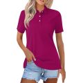 New 2024 Summer Women T Shirt Cotton Elegant Style Zipper Neck Fashion Office Lady Top Short Sleeve Polo For Women.
