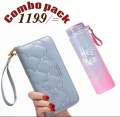 Combo Pack 2 In 1 Women Fashion Wallets And Glass Hello Master Water Bottle. 