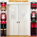 1 Pair Giant Nutcracker Flag Banner Red Green Christmas Door Hanging Durable Polyester Outdoor Holiday Decor Easy Install Banner. 