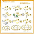 2Pcs 14K Gold Plated Flat Back Stud Earrings for Women, Hypoallergenic Stainless Steel Screw Back Cartigale Conch Helix Earrings. 