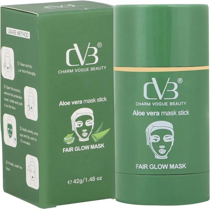 CVB Aloe Vera Fair Glow Mask Stick with Kaolin Clay & Green Tea Extracts Deep Cleansing & Oil Balance Suitable for All Skin Types (42g)
