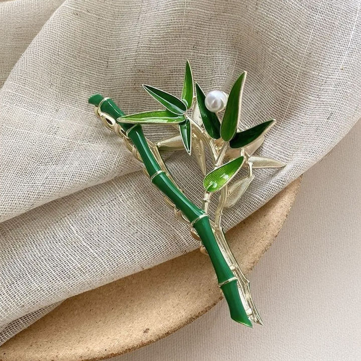 Korean Design Premium Green Bamboo Claw Clips