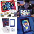TAVORE Magic Pad Light-Up Drawing Board for Kids – Glowing Writing & Drawing Tablet with Neon Pens, Stencils & Fun Guide | Reusable & Educational Toy.