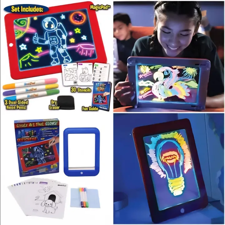 TAVORE%20Magic%20Pad%20Light-Up%20Drawing%20Board%20for%20Kids%20%E2%80%93%20Glowing%20Writing%20&%20Drawing%20Tablet%20with%20Neon%20Pens,%20Stencils%20&%20Fun%20Guide%20%7C%20Reusable%20&%20Educational%20Toy%20-%20Image%205