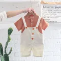 Ready to ship high quality 0-5 years old kids clothes set cotton children clothing + bib fashion kids set of 2. 