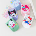 5 Pairs Kawaii Sanrio Character Kids Socks, Cute Hello Kitty Kuromi Cinnamoroll Girls Socks, Breathable Cotton Socks.