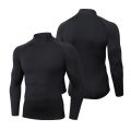 Men's High neck Long Sleeve Compression Shirts Cool Dry Sun Protection Sports Tights Undershirts Running Gym Tops.