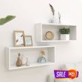 Wall Cube Shelf 1/2/4 Pcs White Premium Quality Engineered Wood For Home & Office Decoration. 