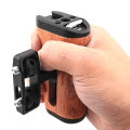 Universal Camera Cage Left /Right Side Handle For For Camera Cage Wooden Handle Grip Cold Shoe for Mic Video Light.