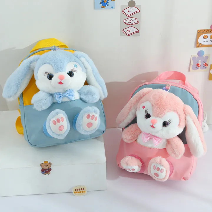 Plush%203D%20Rabbit%20Backpack%20for%20Boys%20Girls%20Kids%20Children%20SchoolBag%20Cute%20Bow%20Tie%20Cartoon%20School%20Bags%20Kindergarten%20Preschool%20Baby%20Bag%20-%20Image%204