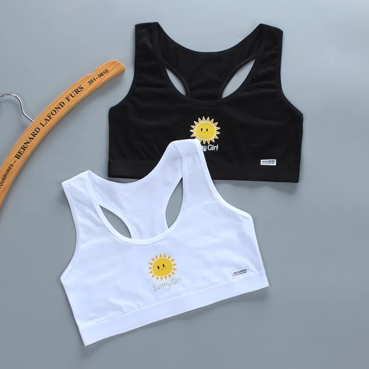2PCS Kids Bra For Girls Teenage Girls Sports Tops Camisole Underwear Young Puberty Small Training Bras For Children 8-16 Years