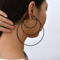 5 Sizes Stainless Steel Black Round Circle Hoop Earrings for Women Punk Exaggerated Smooth Statement Earring Gothic Jewelry . 