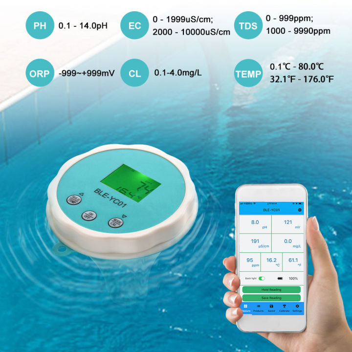 6 in1 Water Quality Detector PH EC TDS ORP CL Temperature Calibration ...