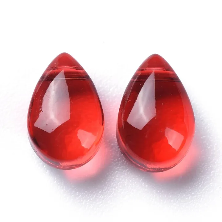 20pc%20Transparent%20Glass%20Beads%20Top%20Drilled%20Beads%20Teardrop%20Red%209x6x5mm%20Hole:%201mm%20-%20Image%203