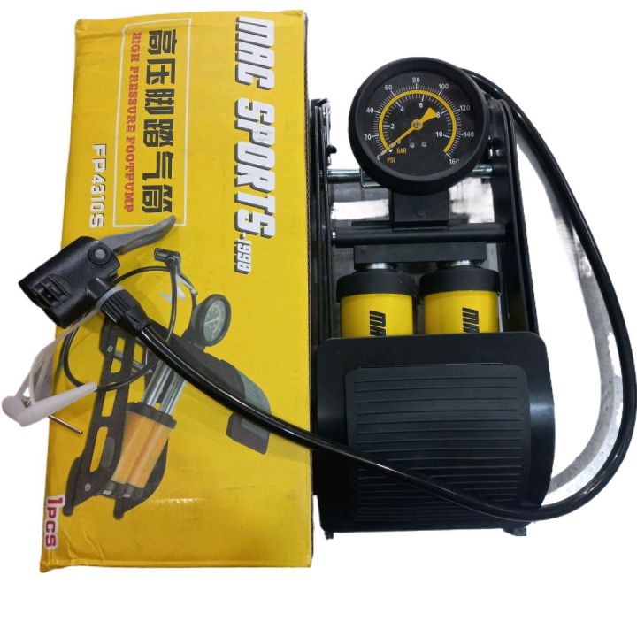 Double Cylinder Foot Pump Hand Pump Air Pump Air Compressor Car Bike Cycle Toys Air Pump Heavy Duty With Big Metre  Pressure Gauge