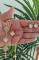 four leaf clover set 3(pieces) Earings, bracelet, necklace , pendant/necklace , vintage jewellery ,trending fashion Korean style ,  jewellery for girls  & women's imported jewellery. 