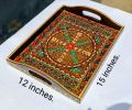 Swat traditional art hand painted wooden serving tray.. 